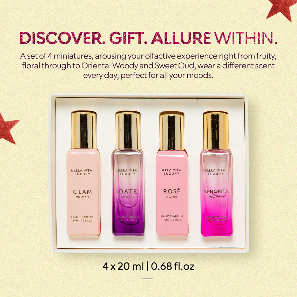 BellaVita Luxury 4x20ml gift set packaging ready for gifting