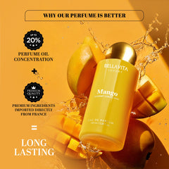 Bellavita Mango EDP orange blossom accent delivers a sunny floral lift.