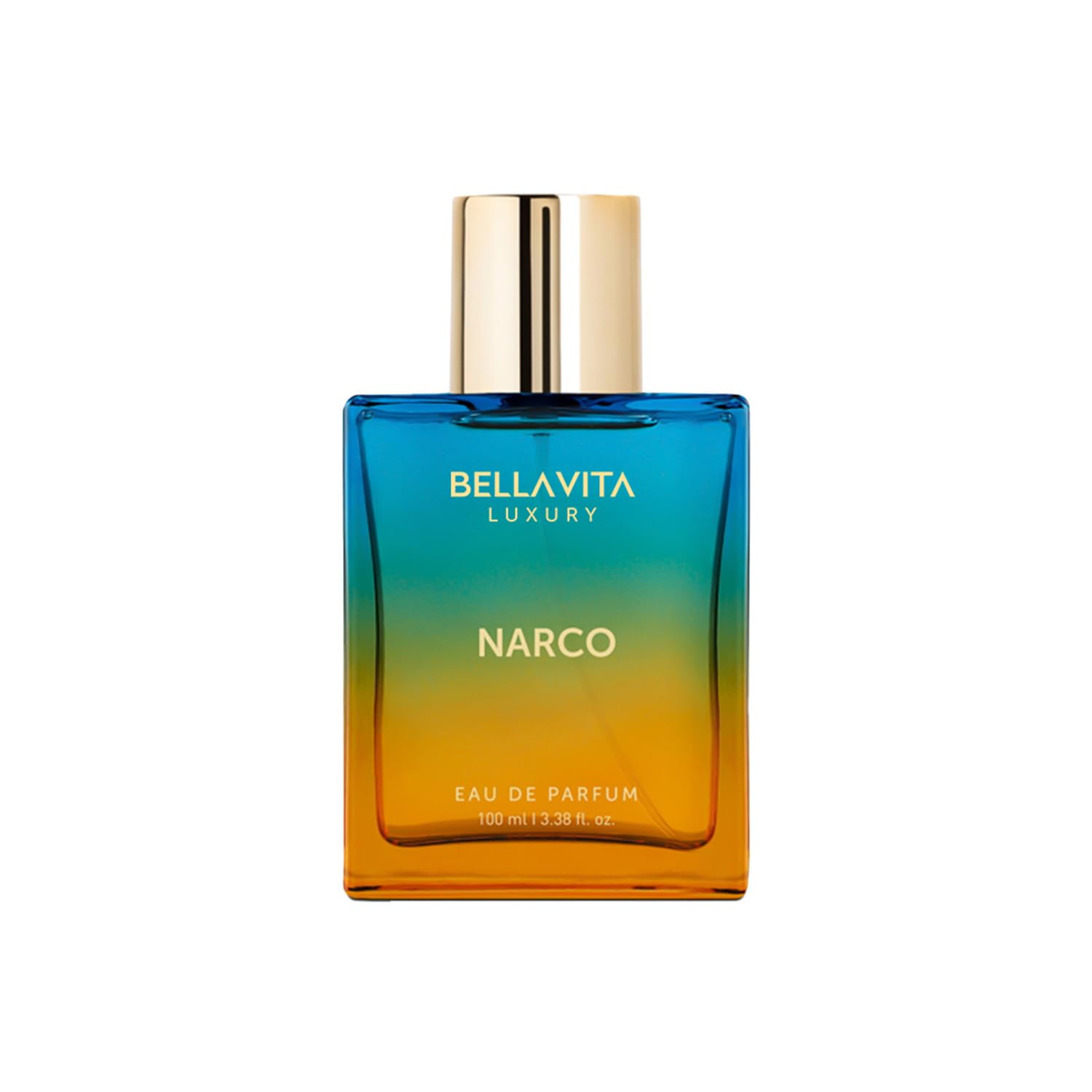 BELLAVITA Narco bottle front view highlighting luxurious unisex fragrance.
