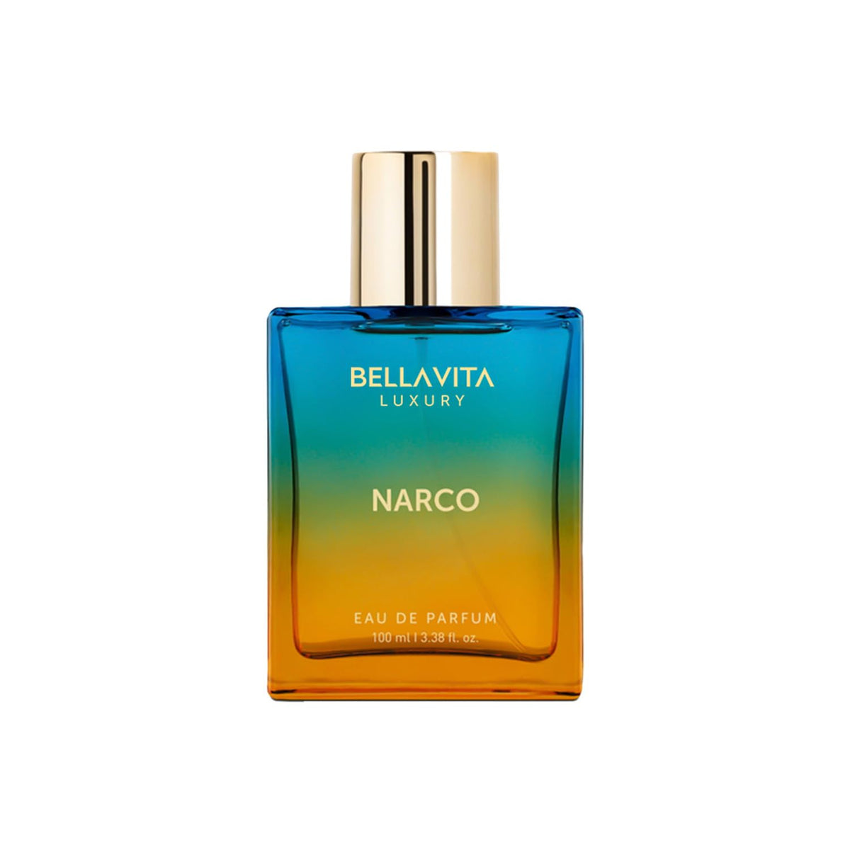 BELLAVITA Narco bottle front view highlighting luxurious unisex fragrance.