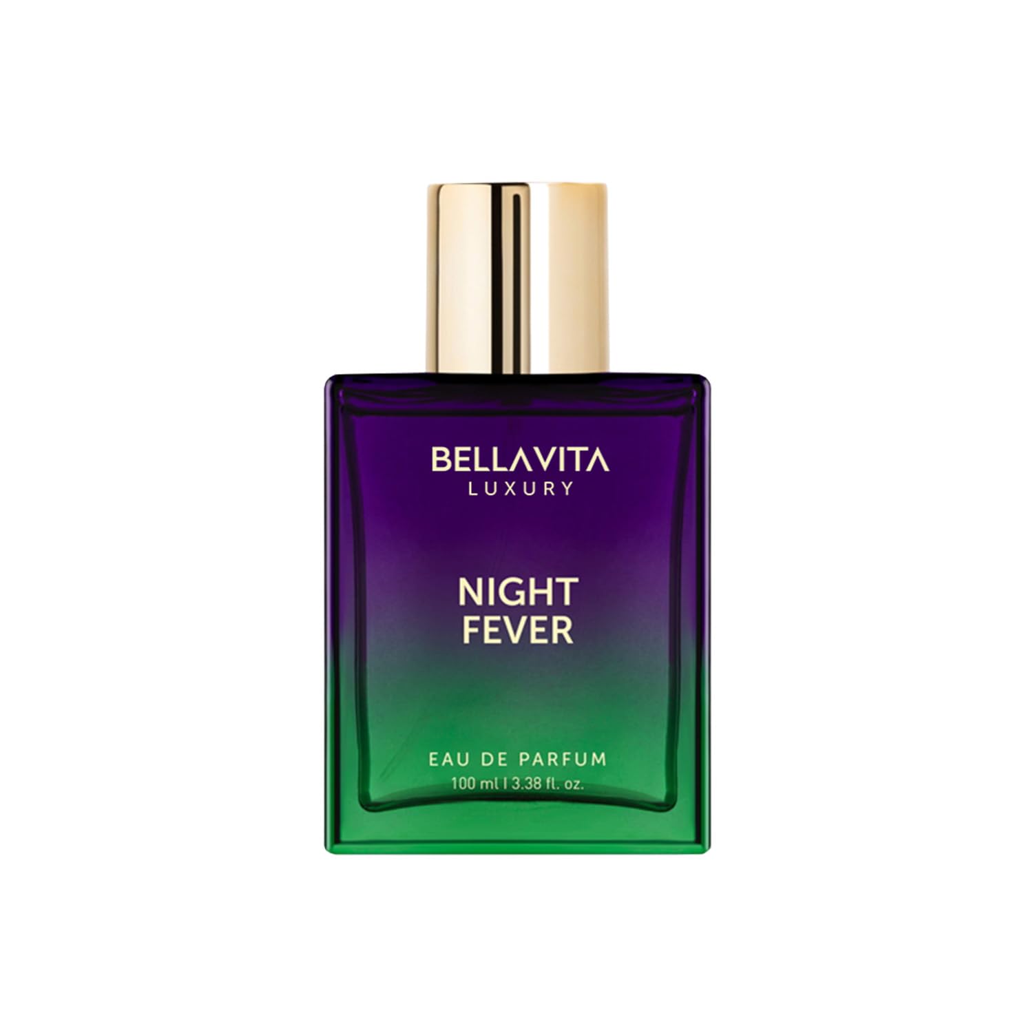 Bellavita Night Fever bottle front shows premium unisex fragrance for daily wear.