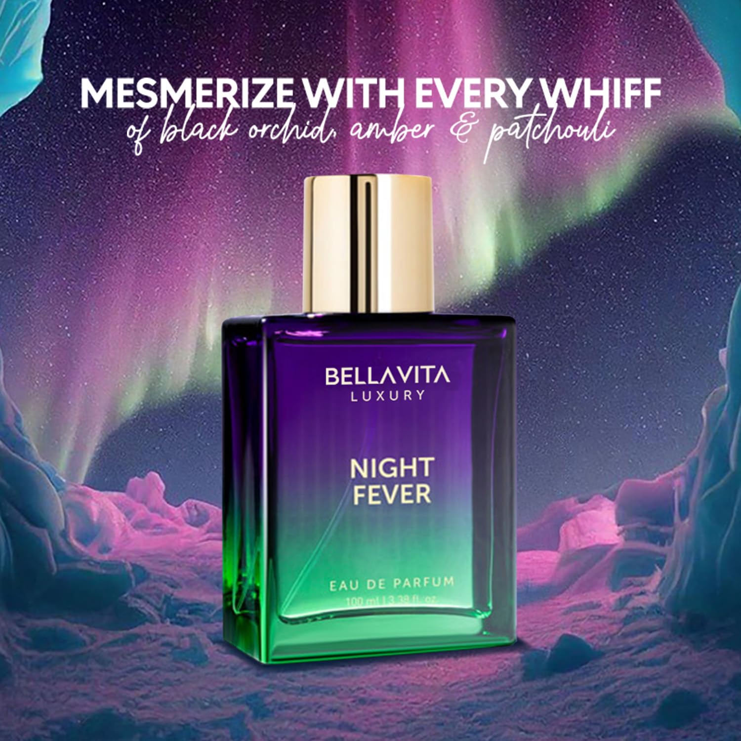 Bellavita Night Fever bergamot-mandarin note close-up signals fresh citrus accent.