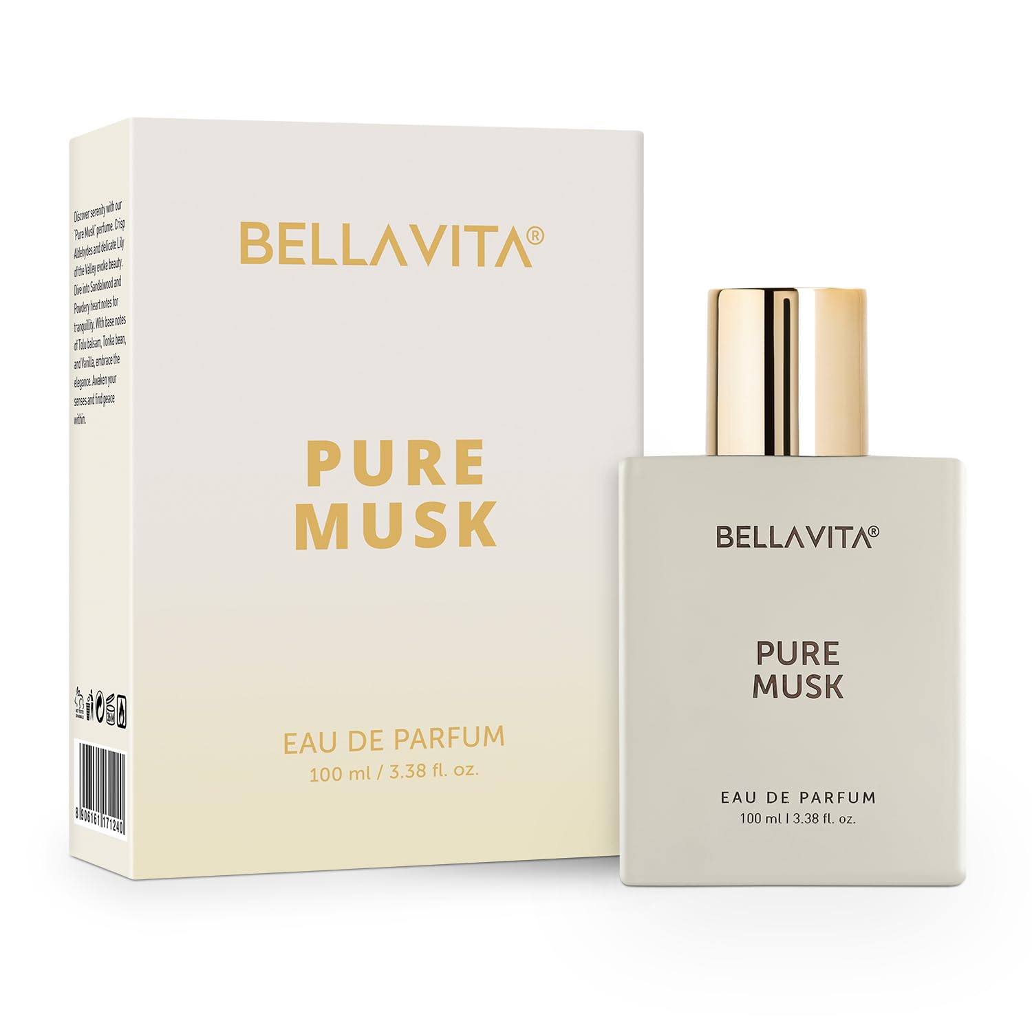 BellaVita Pure Musk diffuser-like aroma with tonka and vanilla notes.