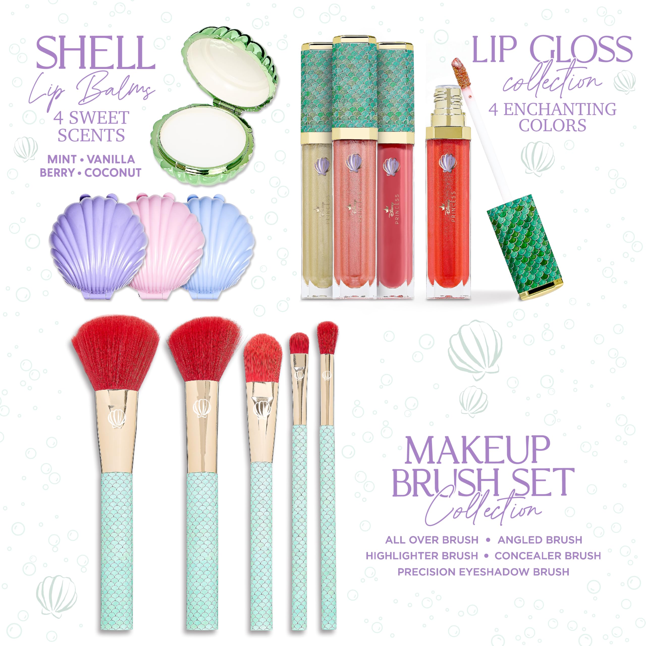 Belle Maison Ariel makeup brushes collection includes five essential tools for precise application.