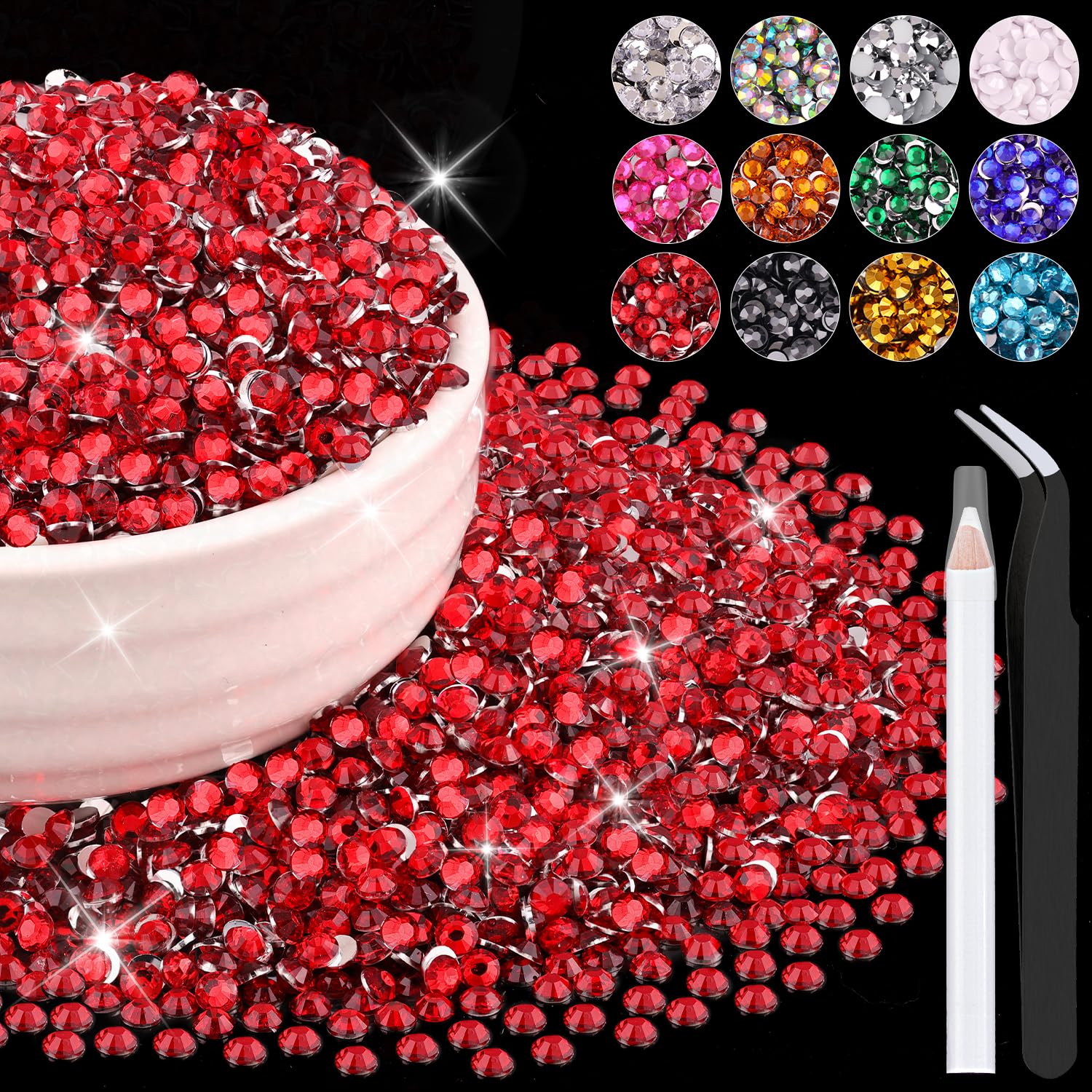 BELLEBOOST 8000pcs red rhinestones pack for large-scale crafts and nails