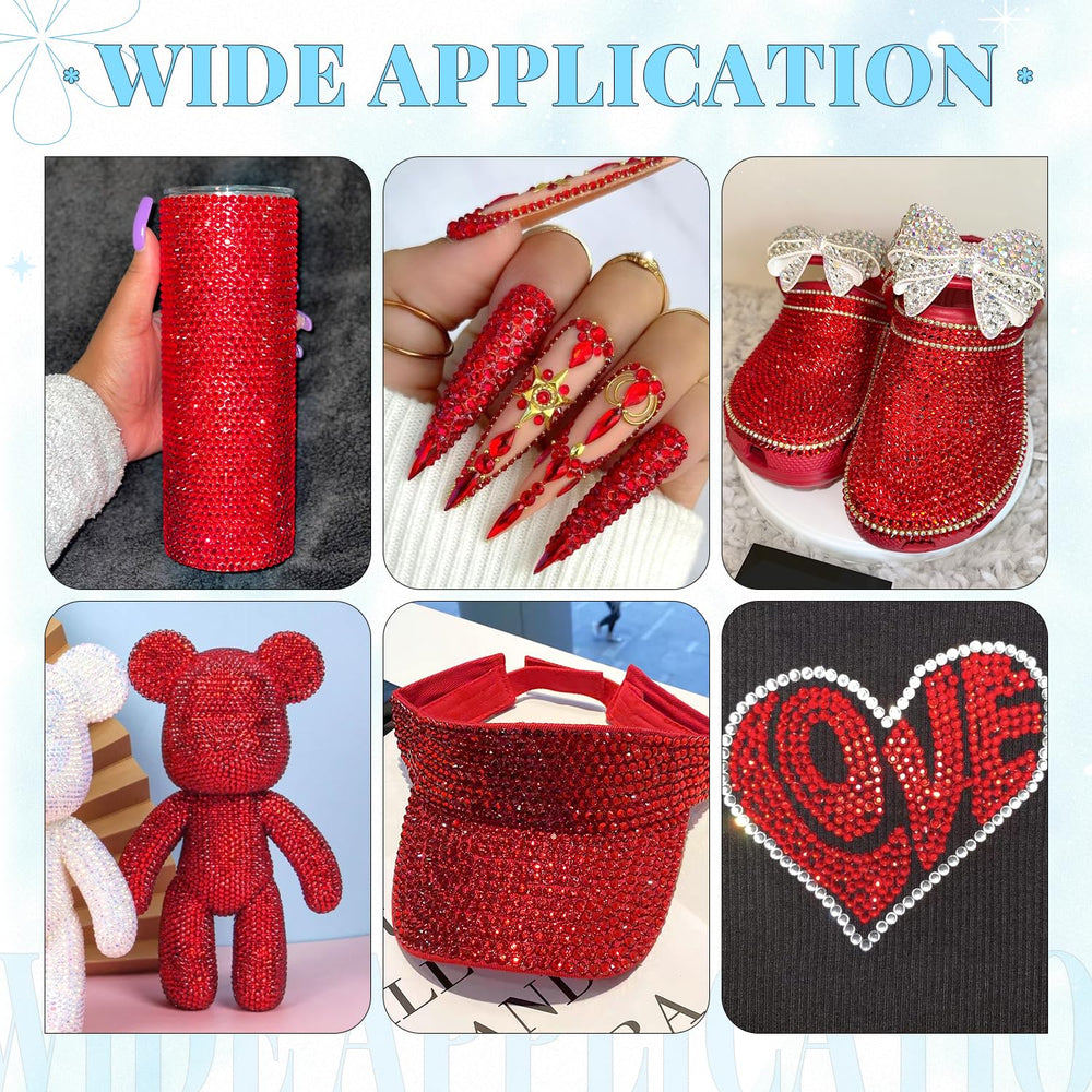 BELLEBOOST iridescent red rhinestones for shoes, tumblers, and apparel