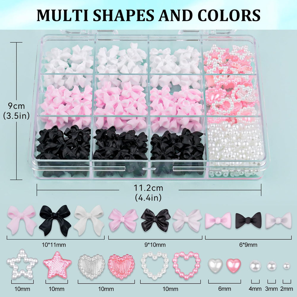 BELLEBOOST pink-white heart and star charms for cute, dimensional nail designs