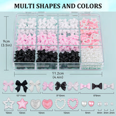 BELLEBOOST pink-white heart and star charms for cute, dimensional nail designs