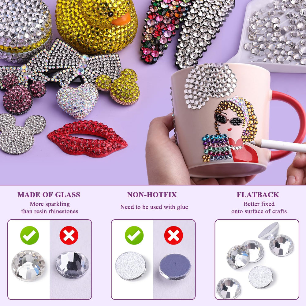 BELLEBOOST nail-art application demonstrates secure adhesion with clear rhinestones.