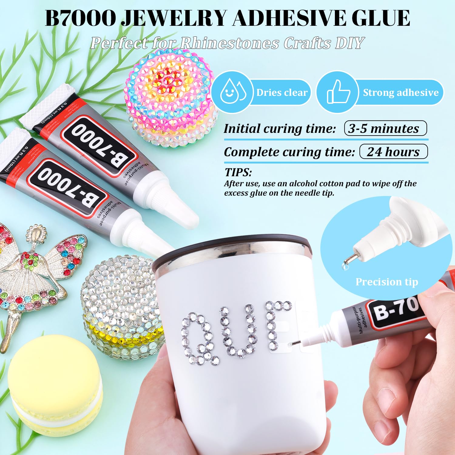 BELLEBOOST Pegamento B7000 para joyería con fijación duradera y acabado claro
