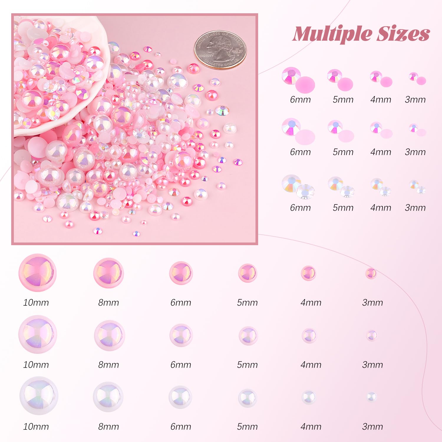 BELLEBOOST rhinestones 3-4-5-6mm with AB shine for colorful nail art and decor
