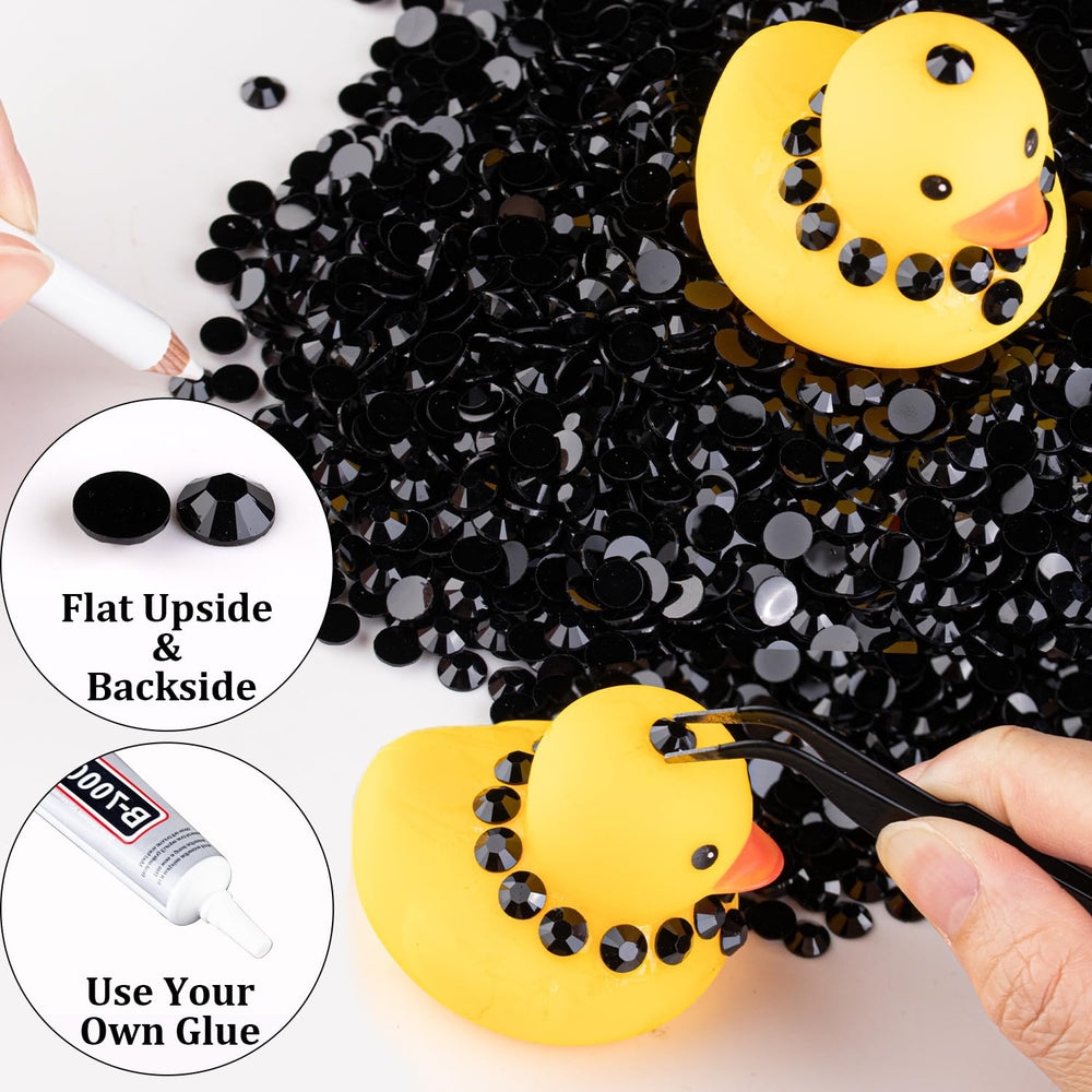 BELLEBOOST tumbler and cup decor using black resin rhinestones for bold accents.