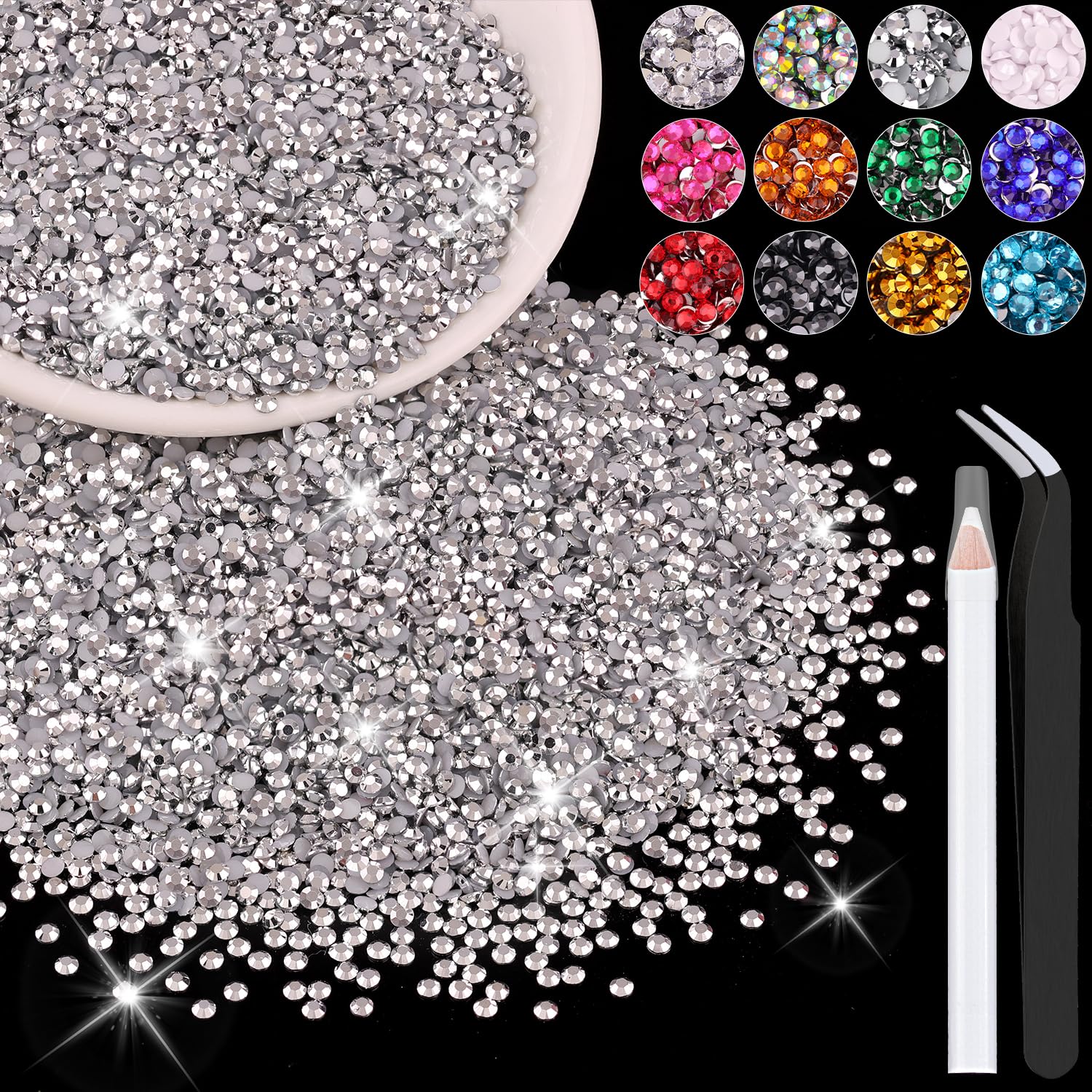 BELLEBOOST resin rhinestones 3mm silver close-up for dazzling nail art and crafts.