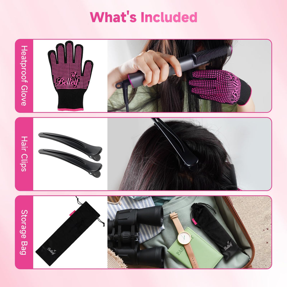 Bellelf flannel bag and hair clips for travel-ready storage
