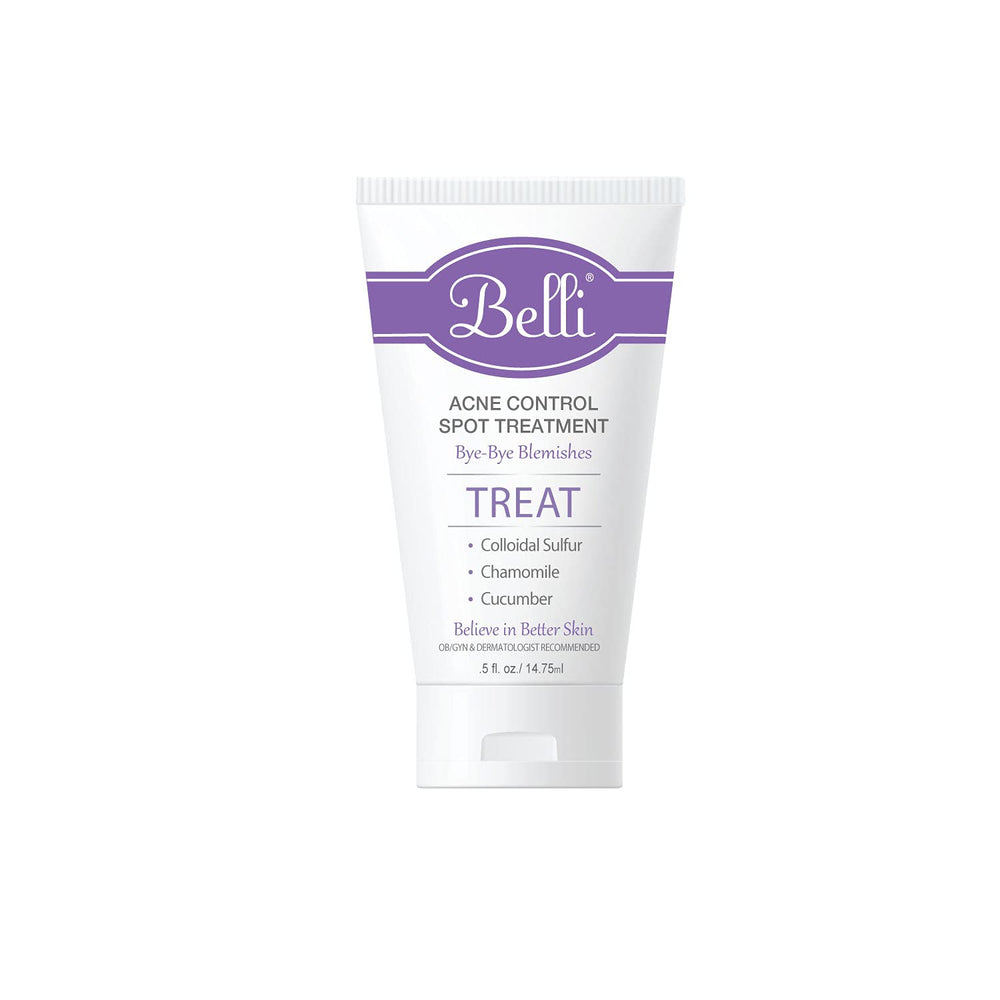 Belli Acne Control Spot Treatment tube close-up for pregnancy-safe acne care.