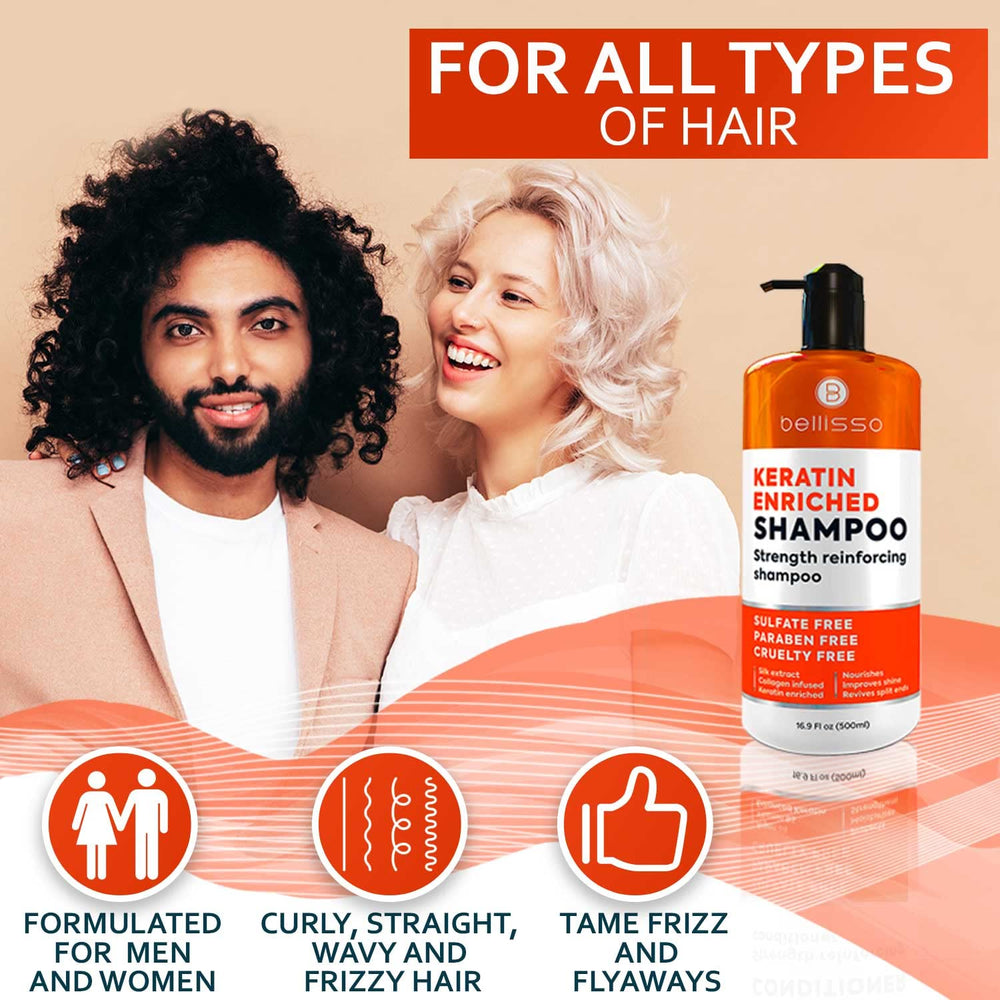 Bellisso All-Hair-Types Shampoo features frizz-control and versatile daily-use benefits.