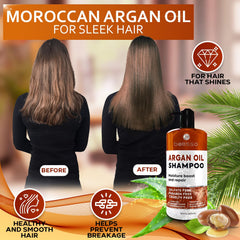 Bellisso Argan Oil Shampoo label emphasizes sulfate-free, color-safe care.