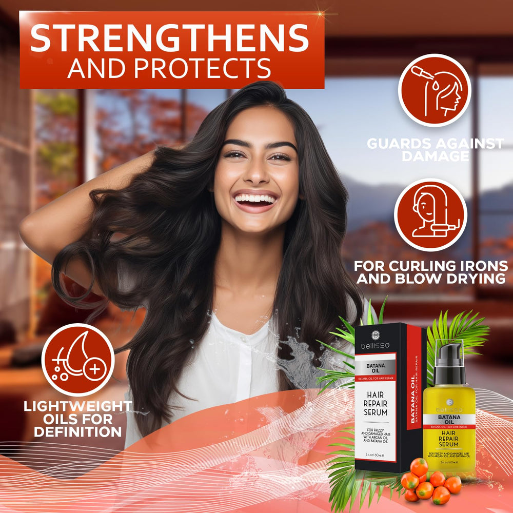 Bellisso Batana Oil Serum ingredients blend with argan and rosemary for nourishment.