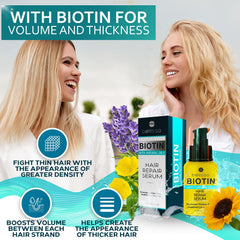 Bellisso Biotin Hair Serum dispensing pump enables easy, precise application for nourishment.