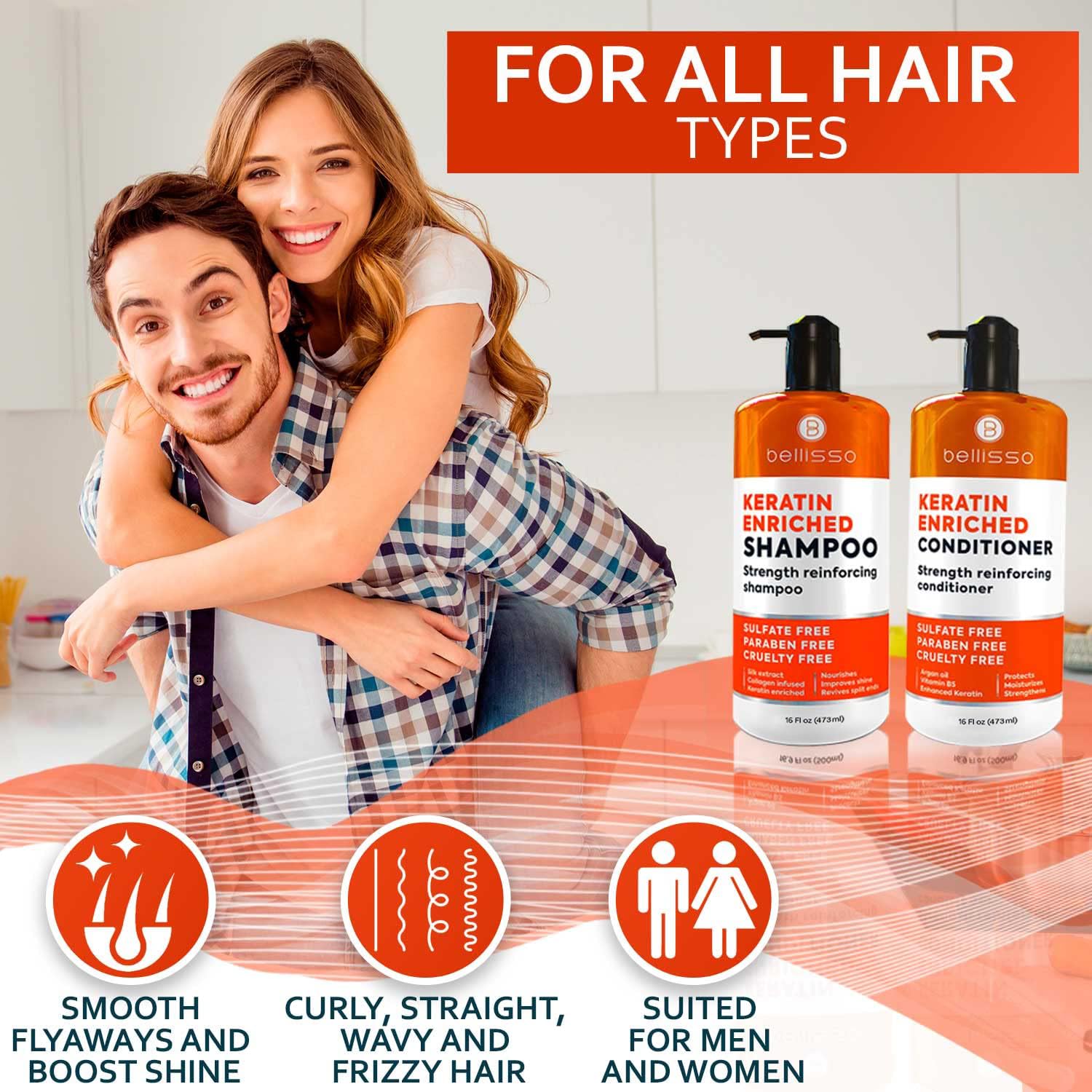 Bellisso color-treated hair image shows color-safe formula.