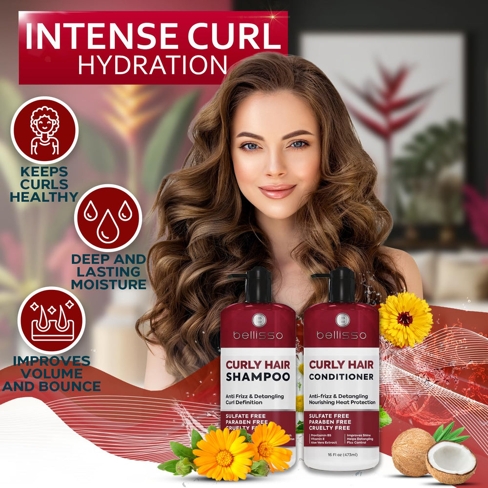 Bellisso curly shampoo lather application shows hydrating cleanse for frizz control