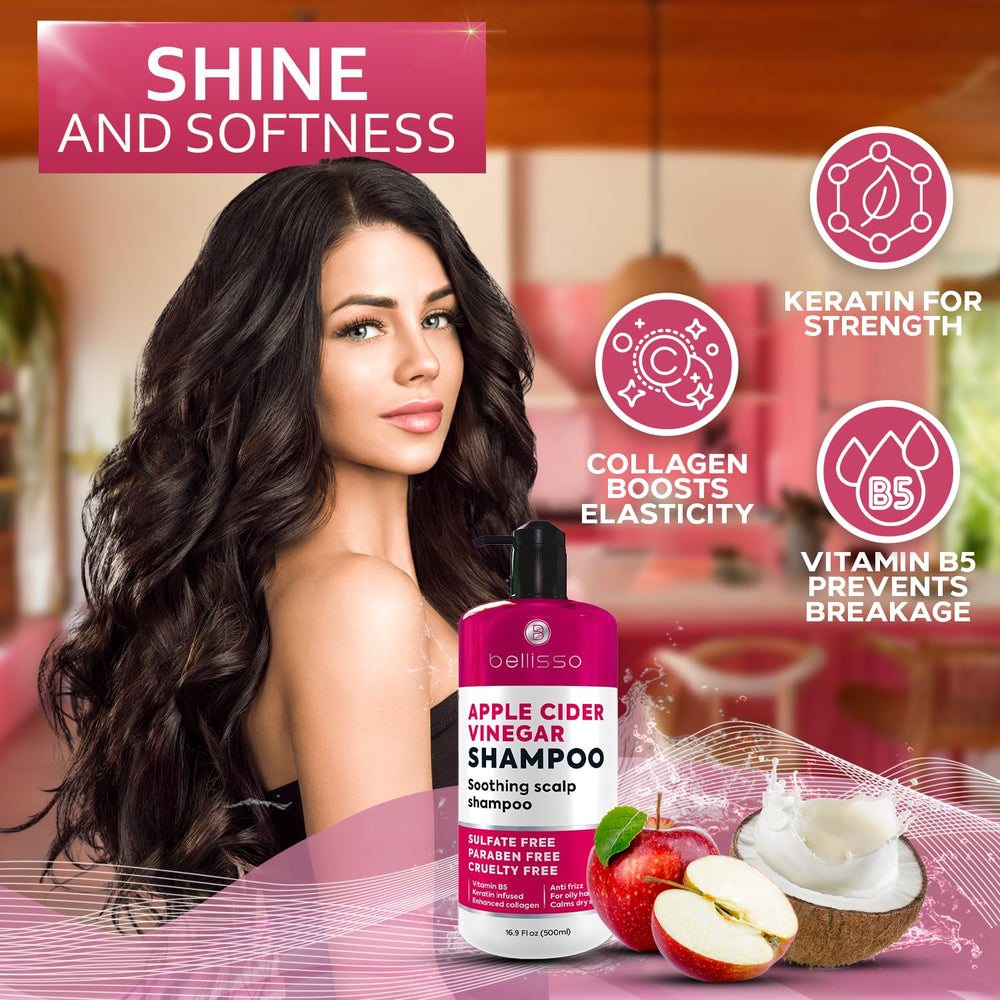 Bellisso professional-grade shampoo packaging conveys salon-quality cleansing.