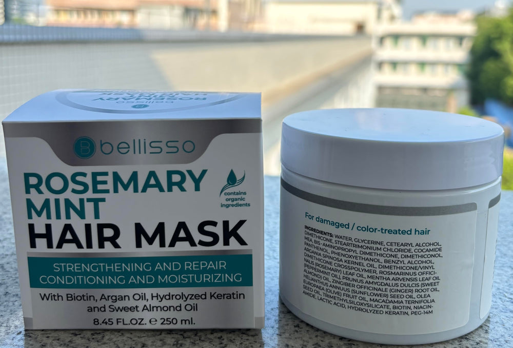 Bellisso rosemary mint oil hair mask frizz-control for smoother hair