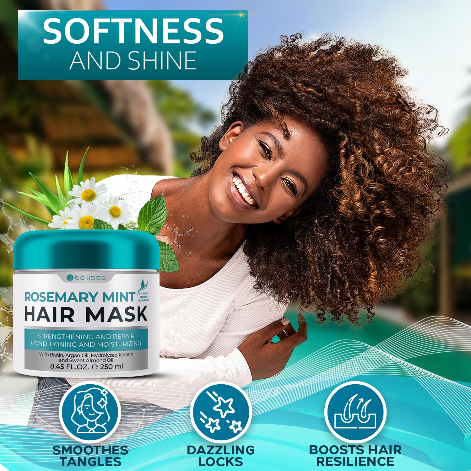 Bellisso rosemary mint oil hair mask scalp-moisturizing for calm hydration