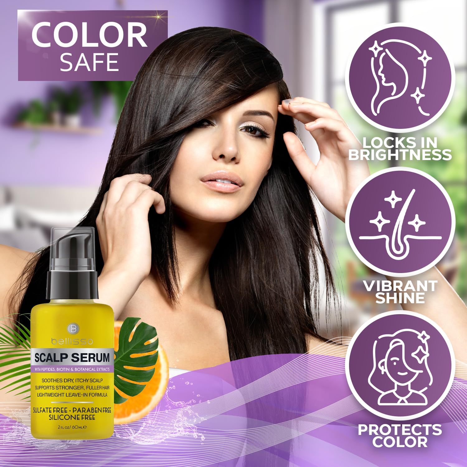 Bellisso Scalp Serum offers a lightweight, non-greasy finish on hair.