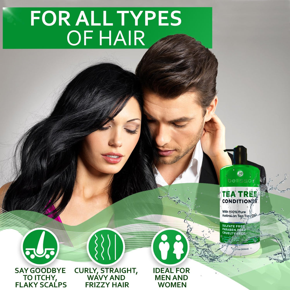 Bellisso tea tree oil conditioner after-use look signals refreshed scalp