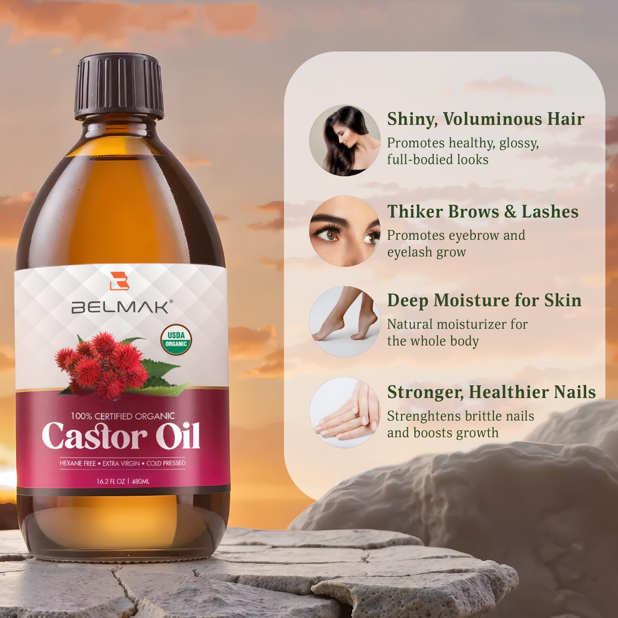 BELMAK castor oil for face provides deep hydration and radiant skin.