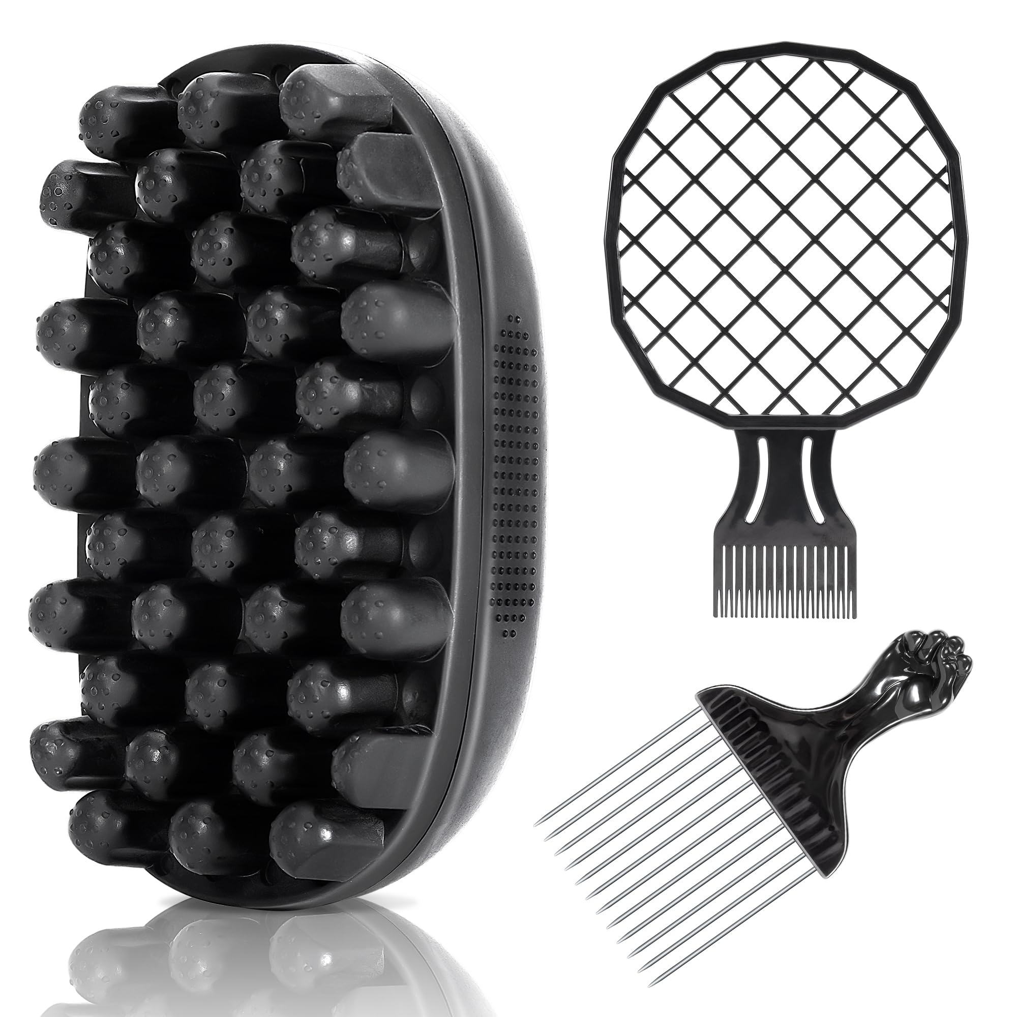 Belongtous twist hair sponge brush held in hand for easy grip and styling.