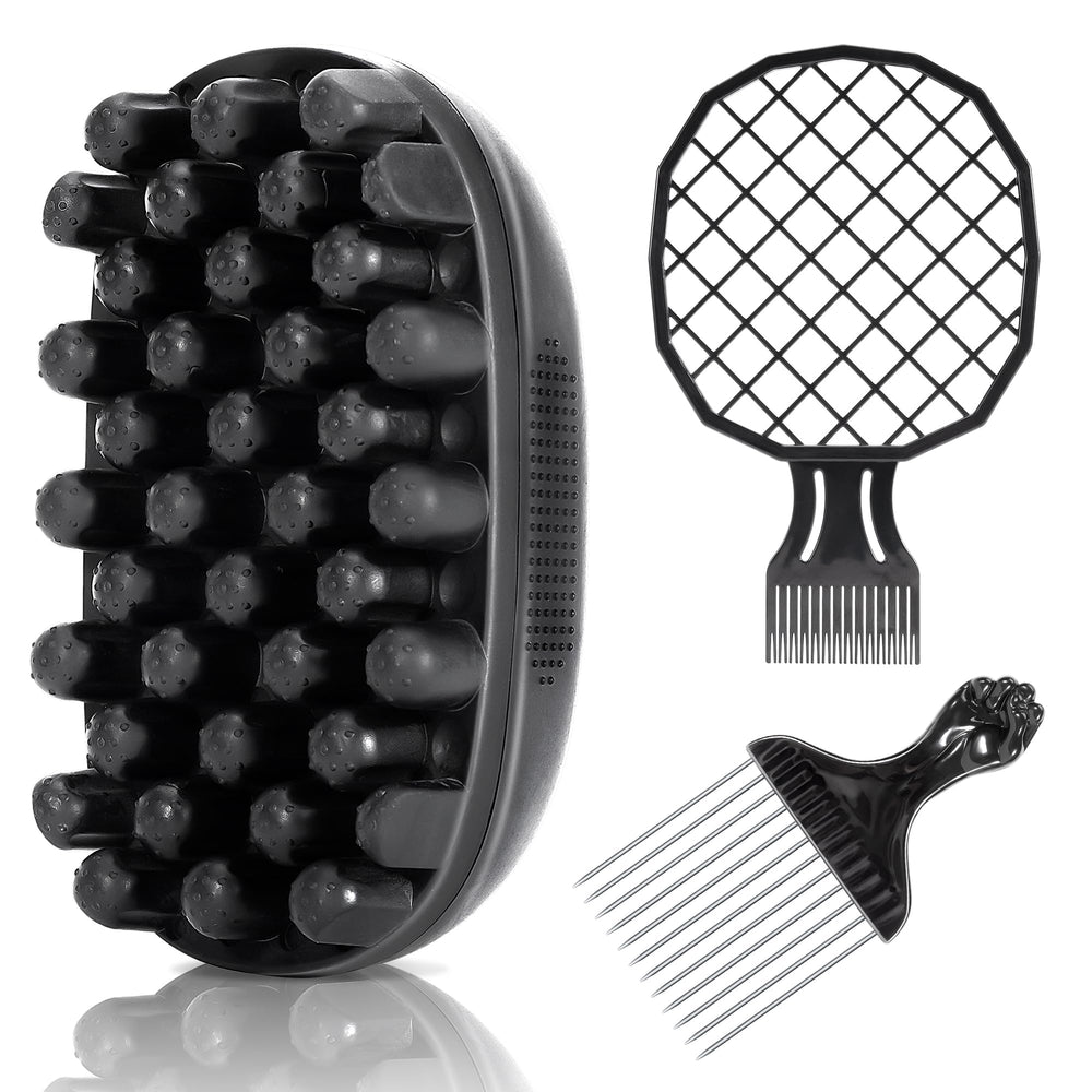 Belongtous twist hair sponge brush held in hand for easy grip and styling.