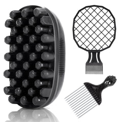 Belongtous twist hair sponge brush held in hand for easy grip and styling.