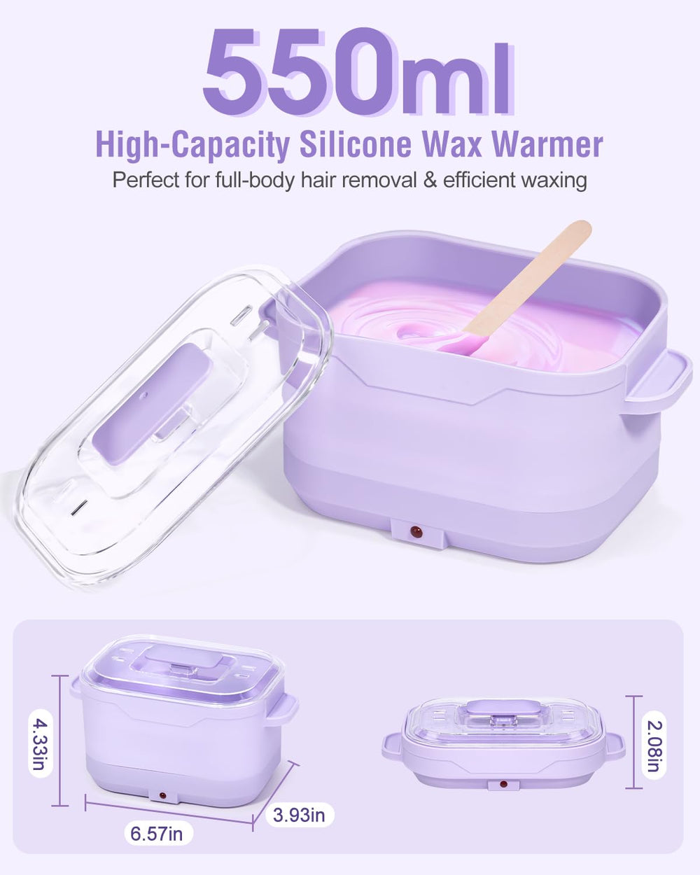 Beloving 550ml capacity supports multi-area waxing sessions