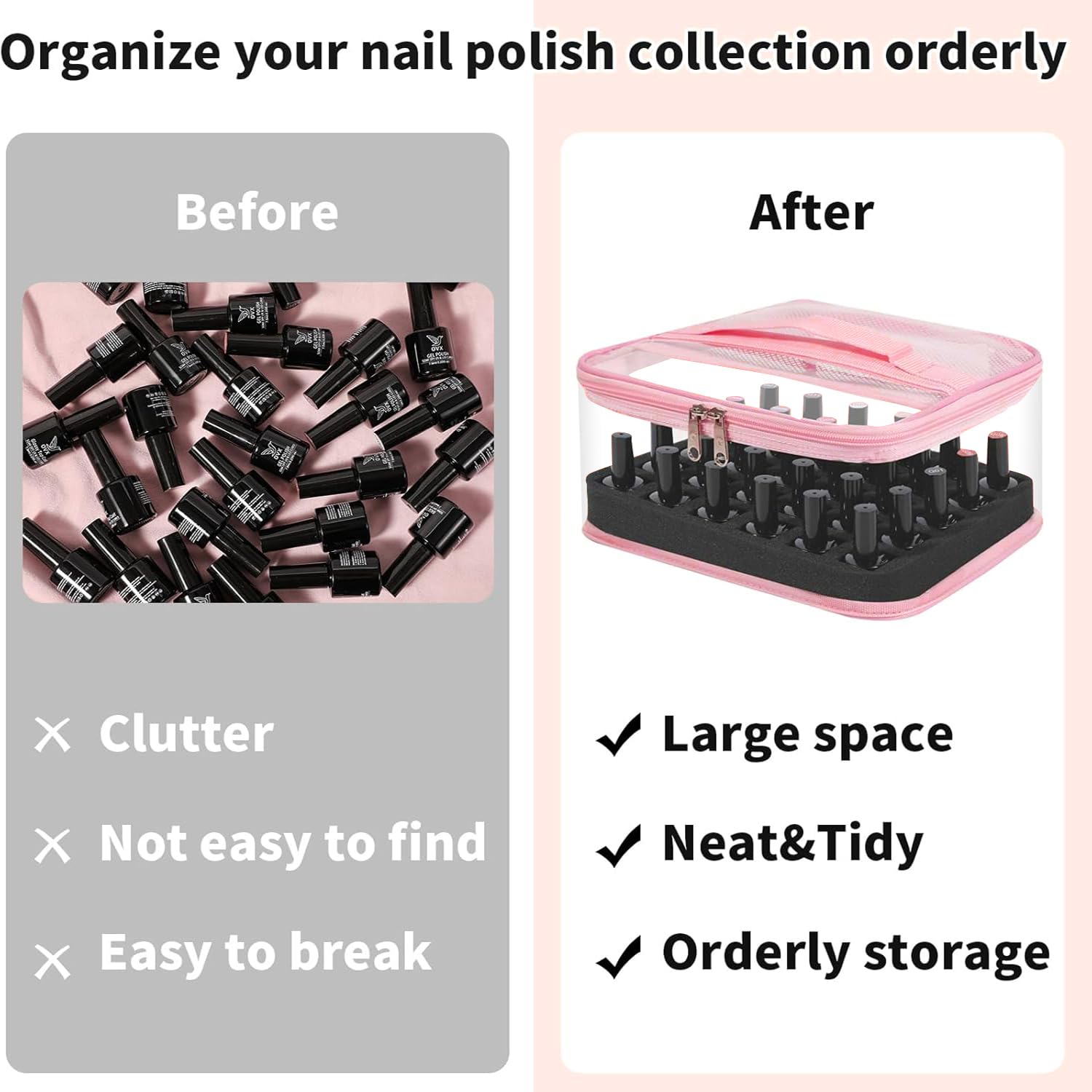 Beloving clear PVC organizer shows contents clearly for quick selection.
