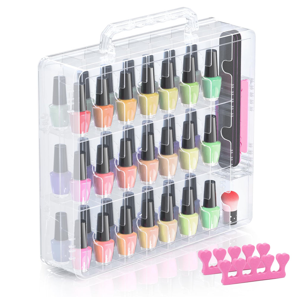 Beloving Nail Polish Organizer front view showing 48-bottle display for easy color matching.