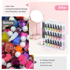 Beloving Nail Polish Organizer open front-back demonstrates easy access and flexible layout.