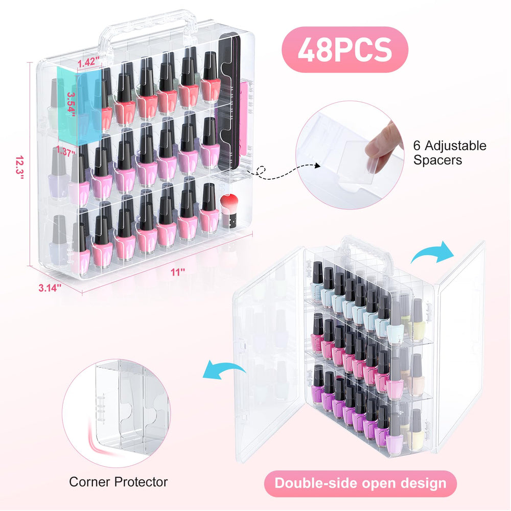 Beloving Nail Polish Organizer top view revealing spacious slots for most brands.