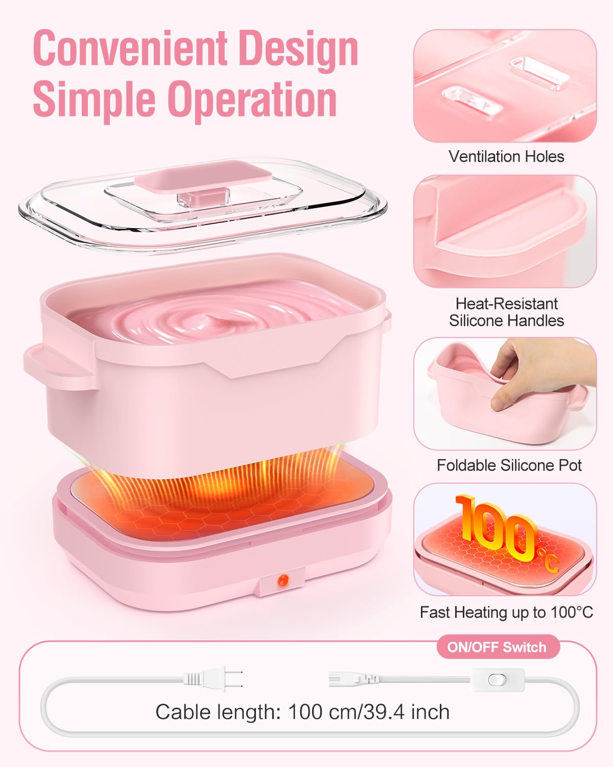 Beloving wax warmer easy-clean silicone surface shown with wiped-down finish after use.