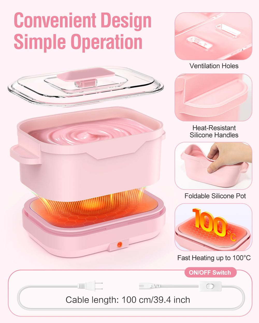 Beloving wax warmer easy-clean silicone surface shown with wiped-down finish after use.
