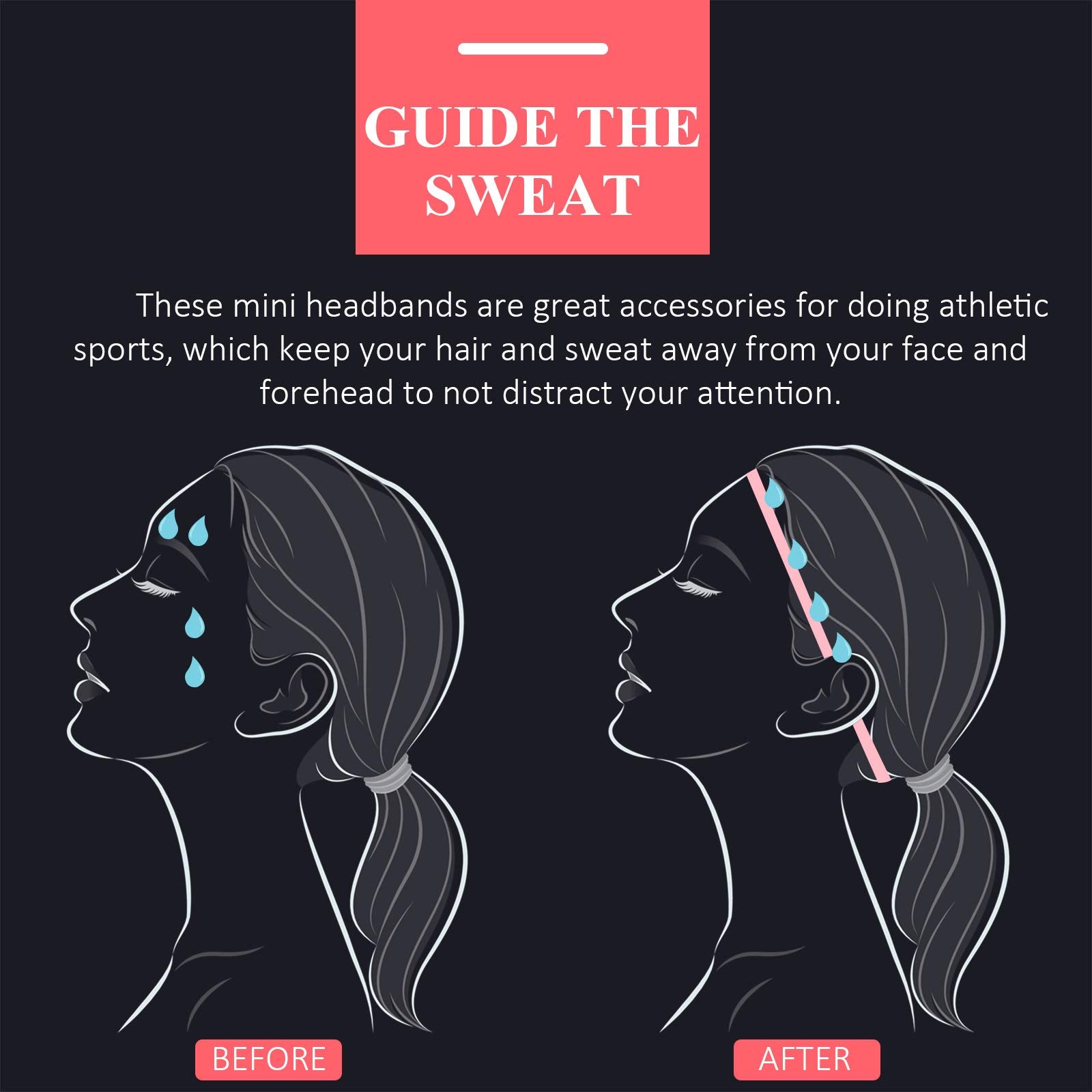 Bememo thick non-slip headband in pink keeps hair away during workouts.
