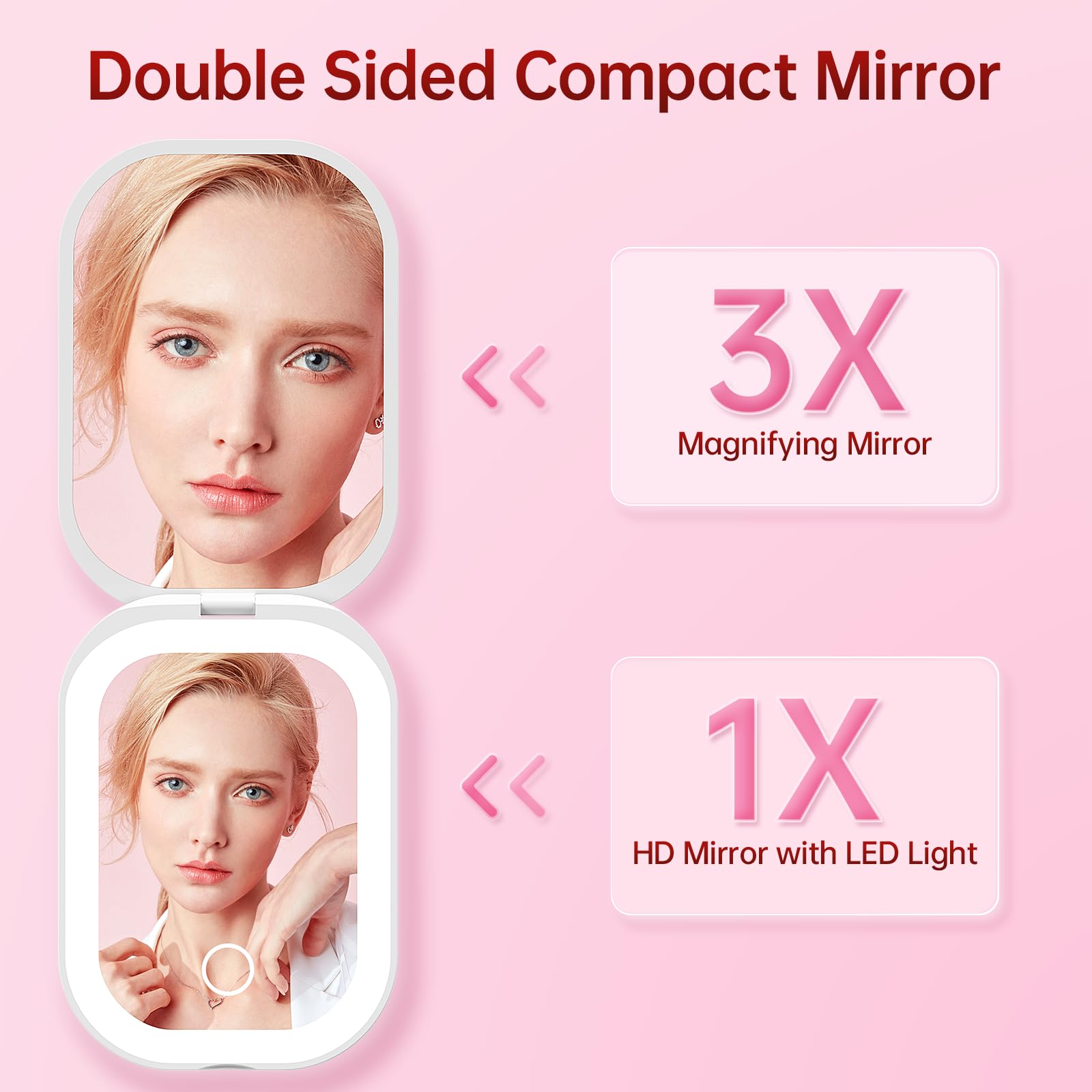 Benbilry lighted compact travel mirror 3X magnification for detailed work.