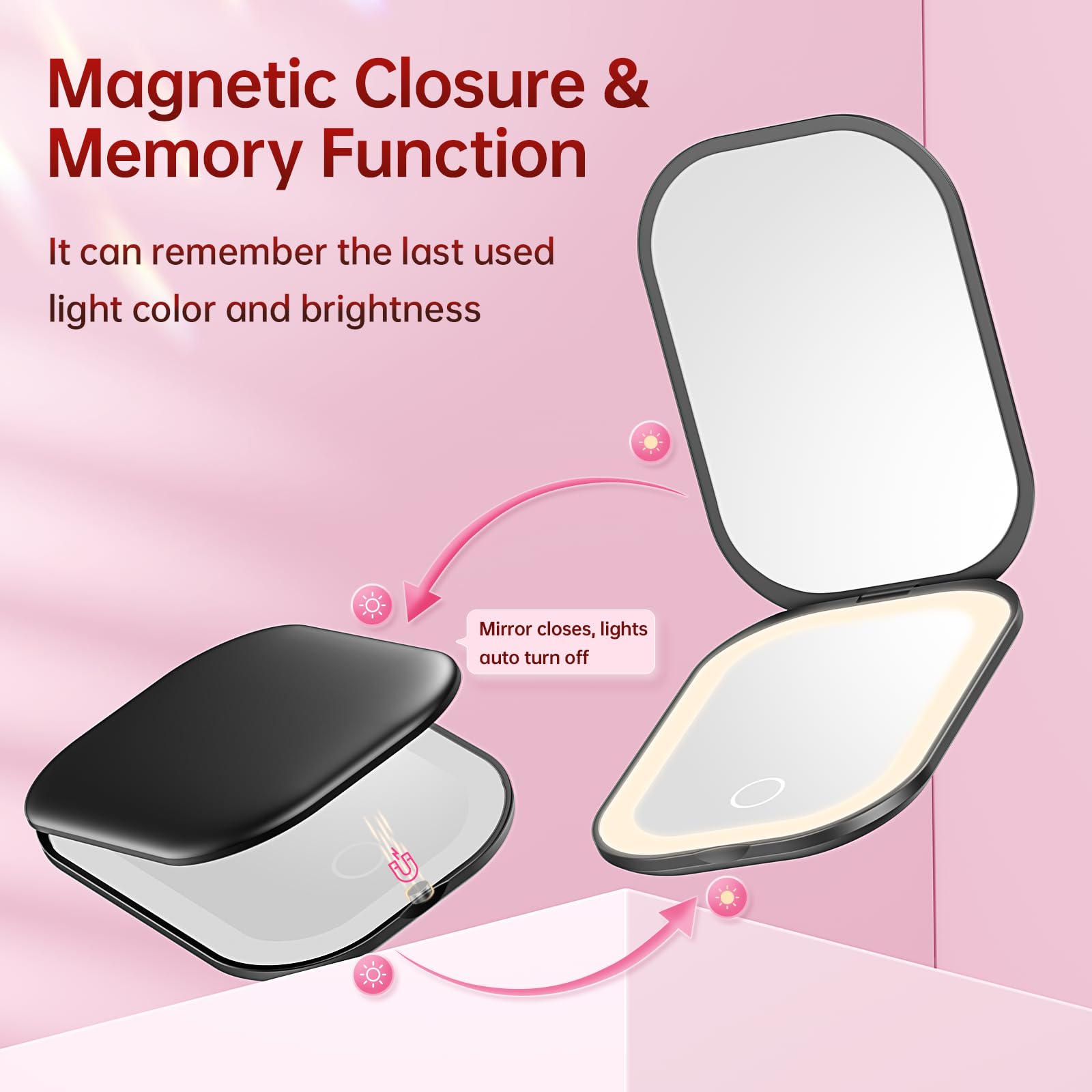 Benbilry folding-design mirror packs slim portable profile for travel