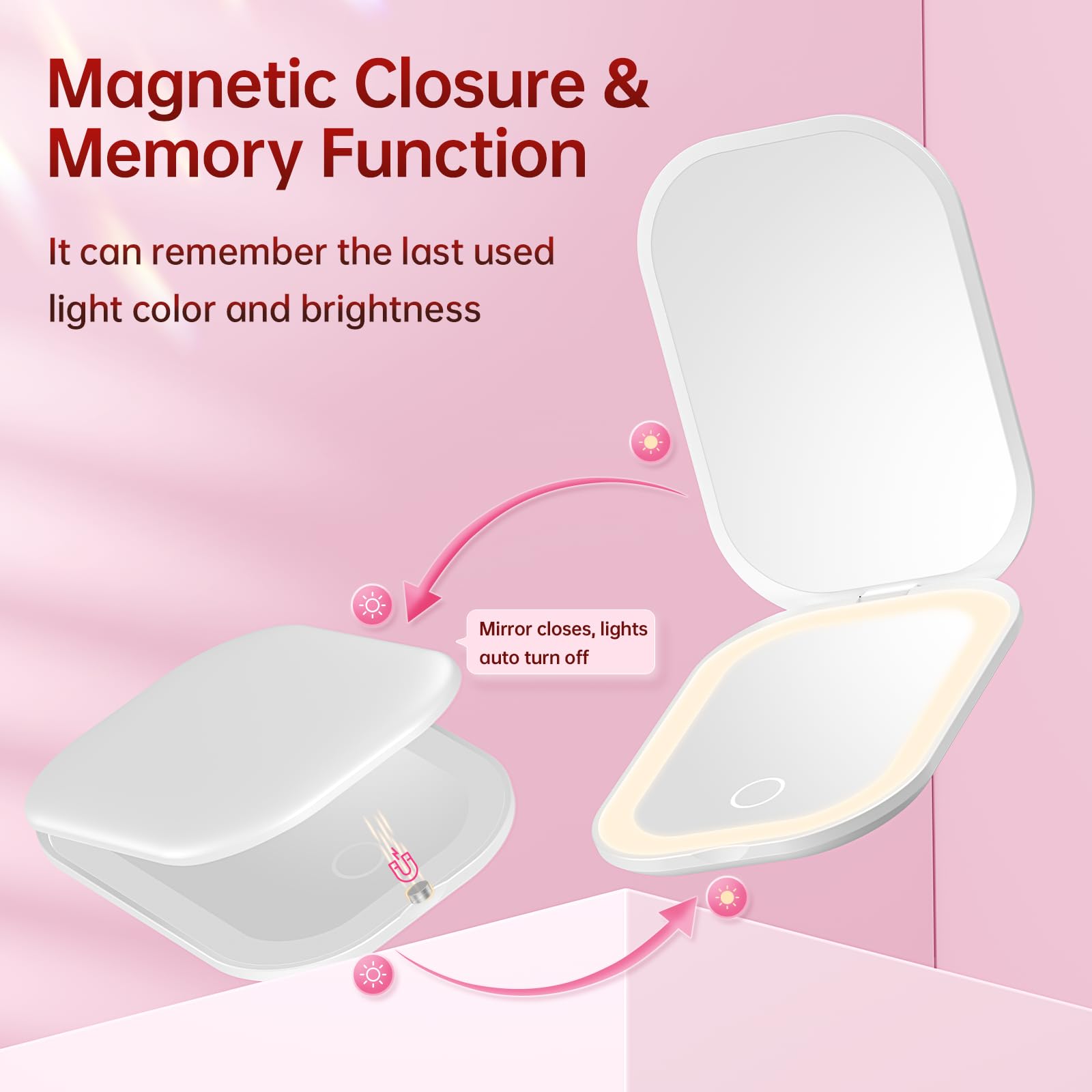 Benbilry lighted compact travel mirror gift box packaging suitable for gifting.