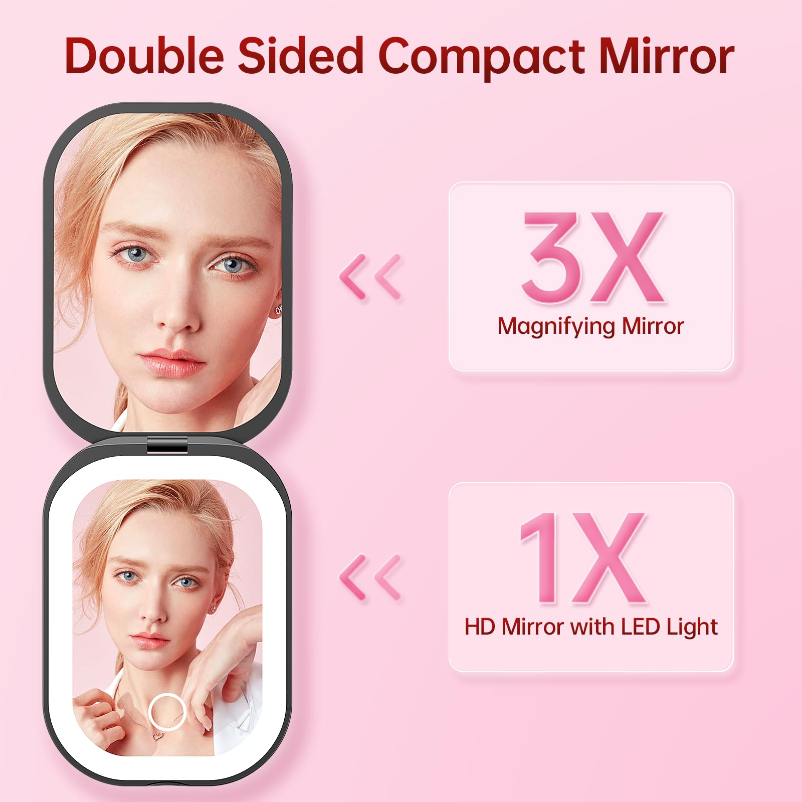 Benbilry magnetic-closure travel mirror features secure opening and auto-off convenience