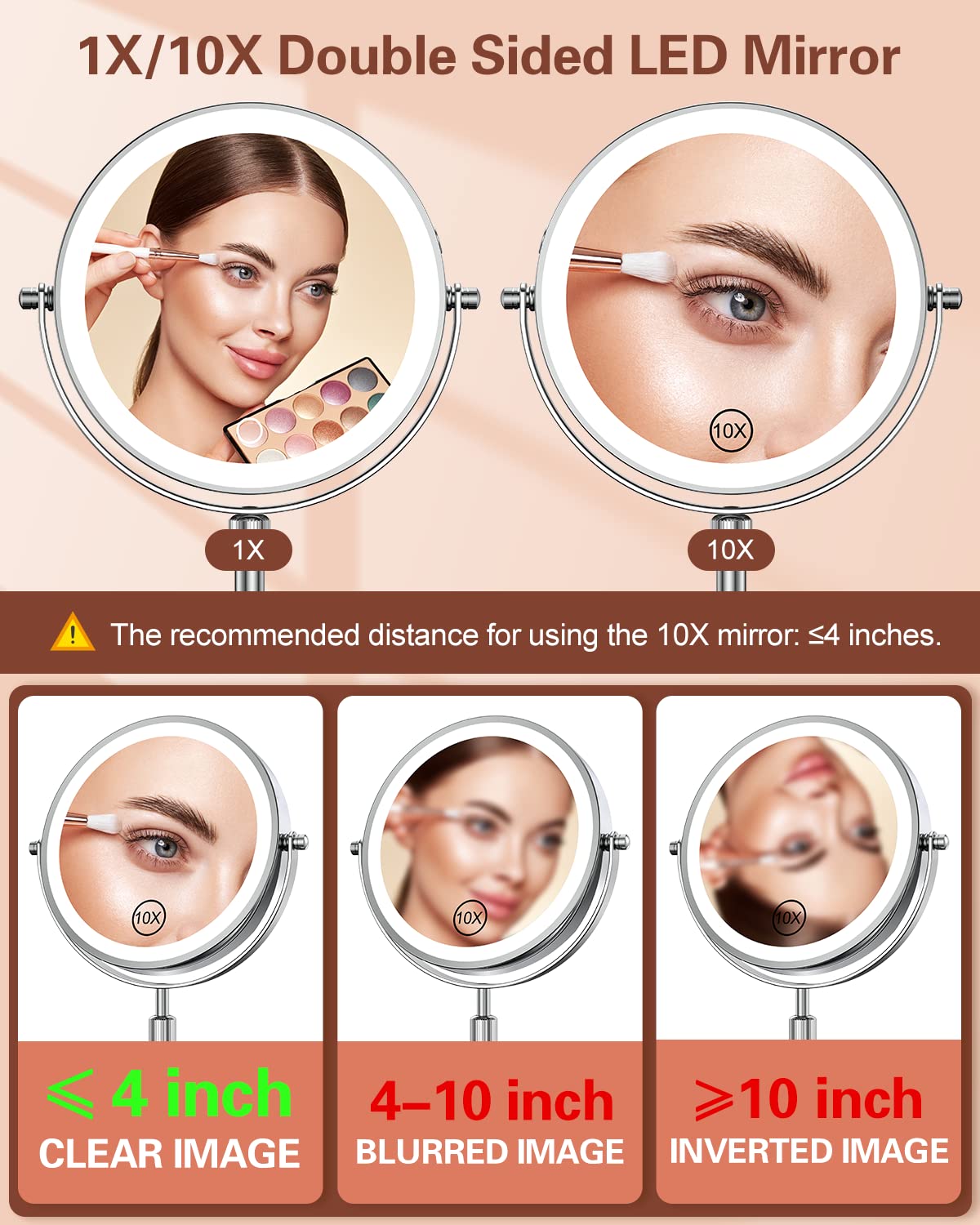 Benbilry 1x magnification for overall makeup application and blending.