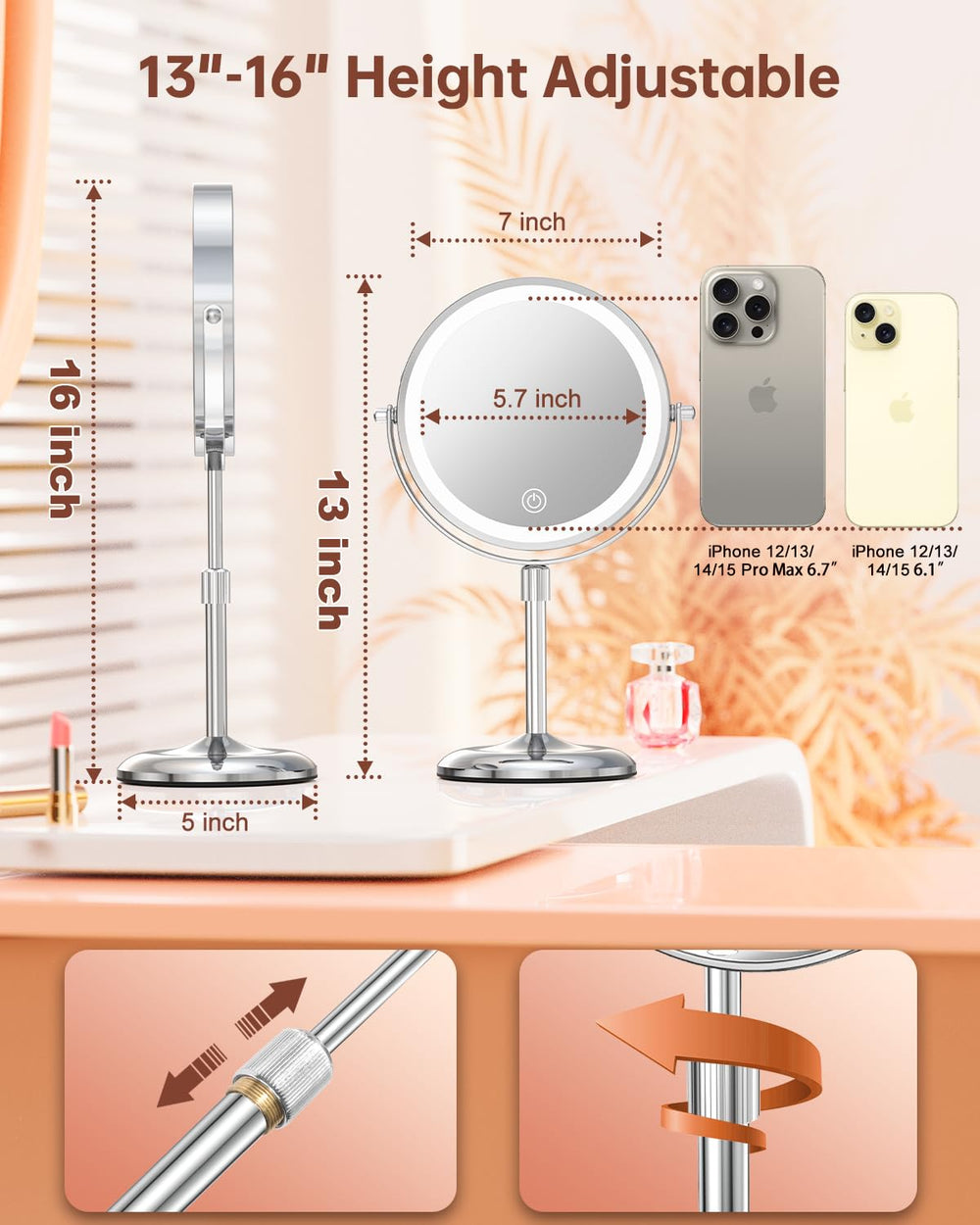 Benbilry lighted makeup mirror with 3 color modes for day-to-night makeup needs.