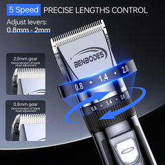 Benbodes LED display on clipper shows battery status for uninterrupted trimming