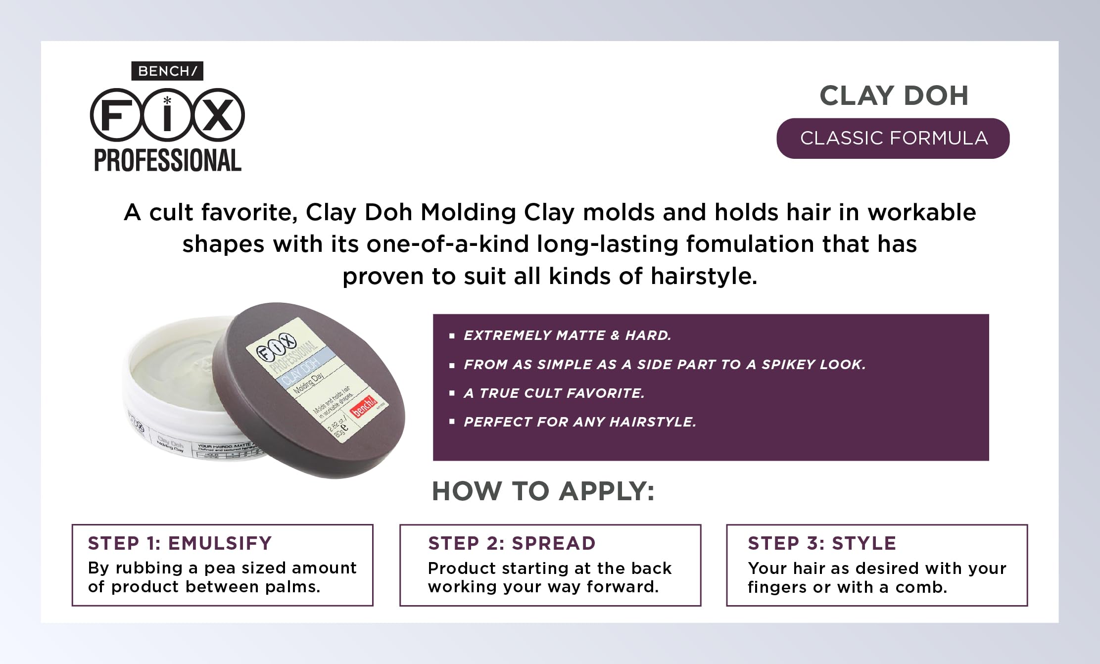 Bench Fix Hair Clay Doh applying for workable shape